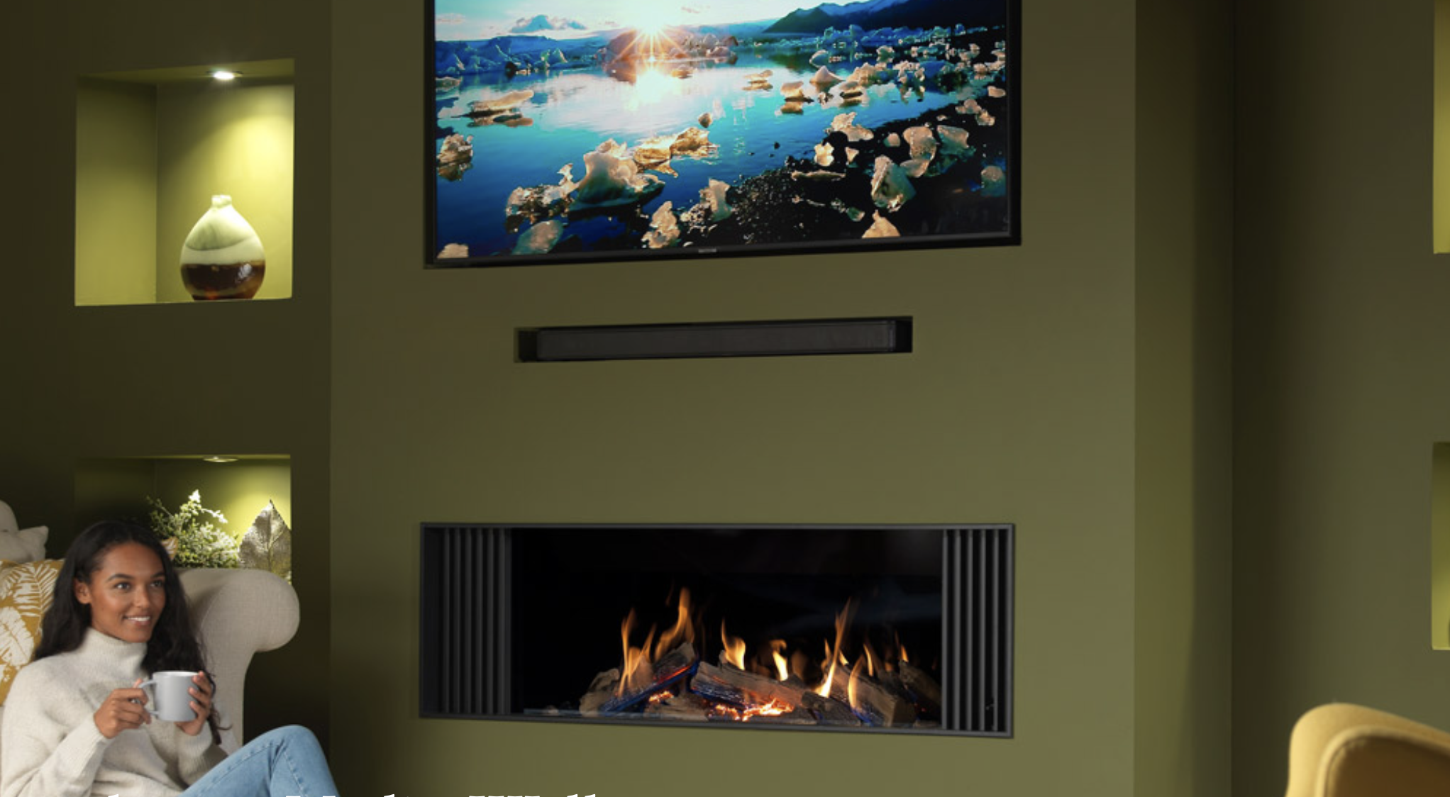 Wildfire Ravel Media Wall Gas Fire